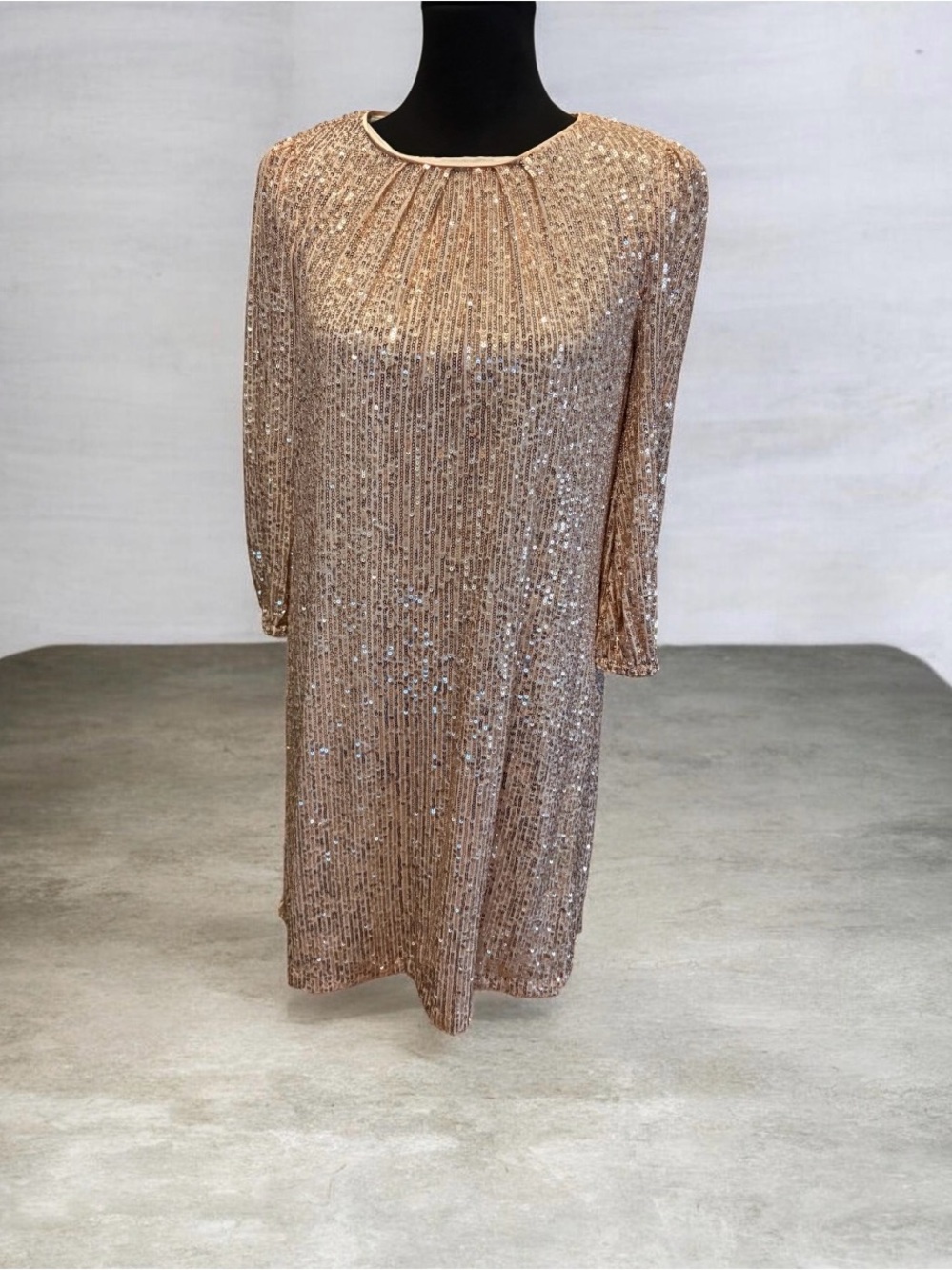 The Limited Rose Gold Sequin Long-Sleeve Shift Dress
